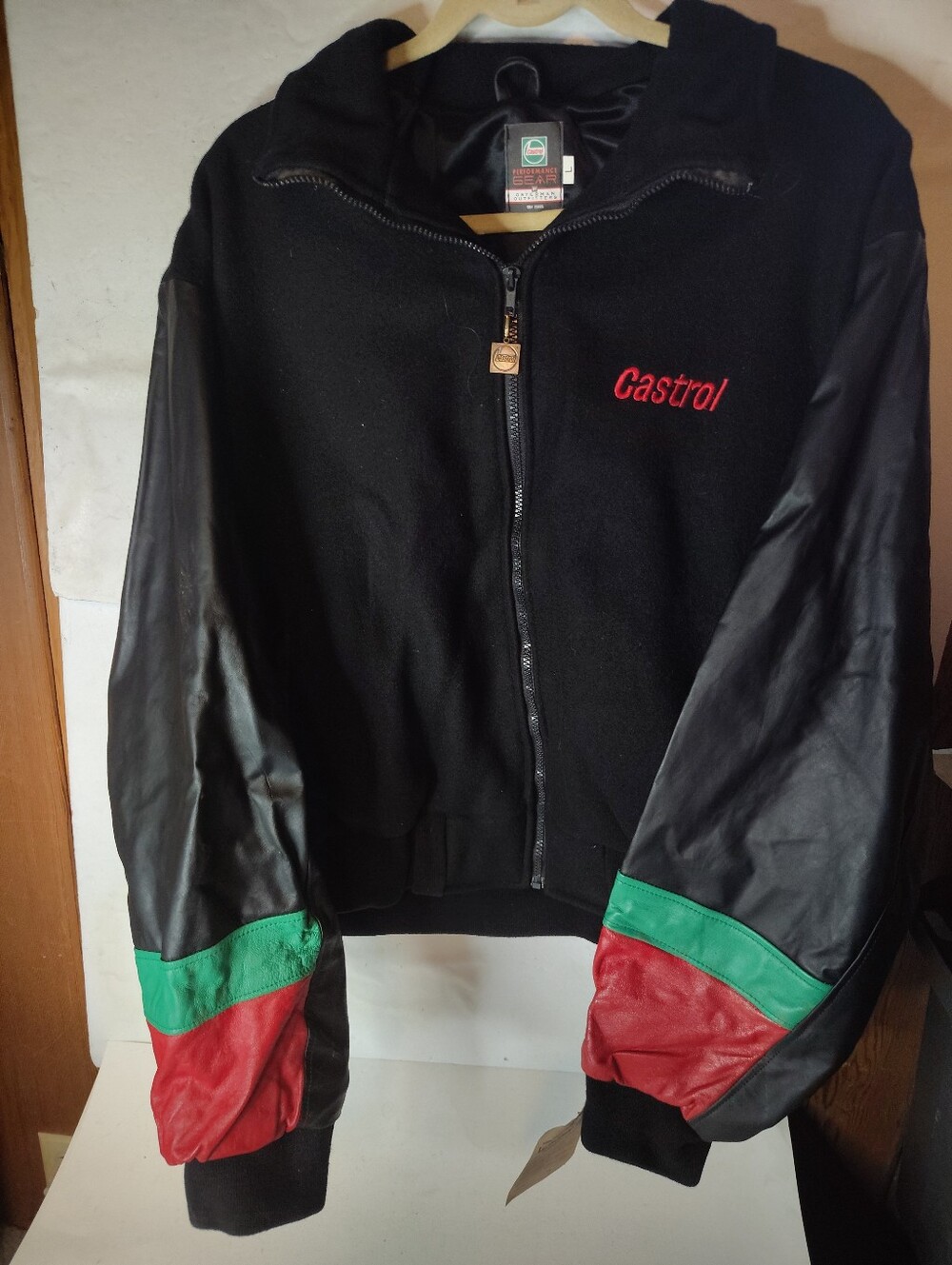 Castrol Leather Sleeve Racing Jacket Osterman Outfitters Size Large Made In USA